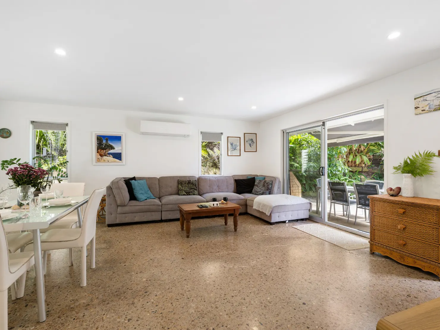 Comfortable living area with Smart TV and Balcony Access