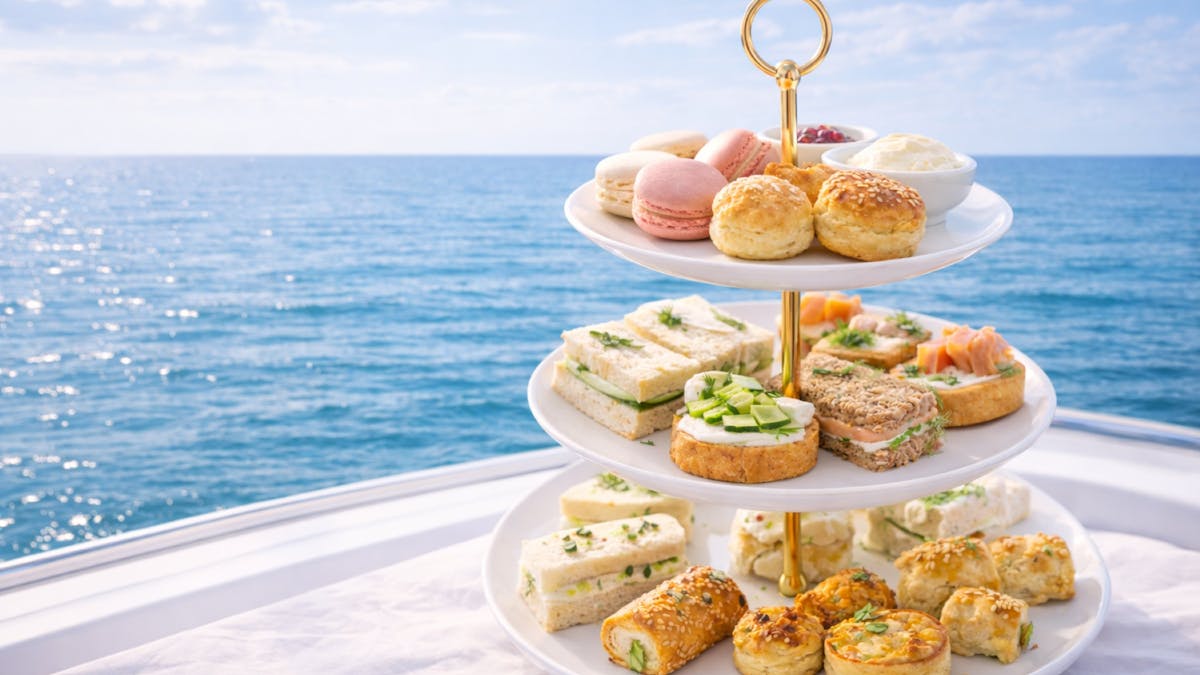 three tiered platter of snacks three tiered platter of snacks