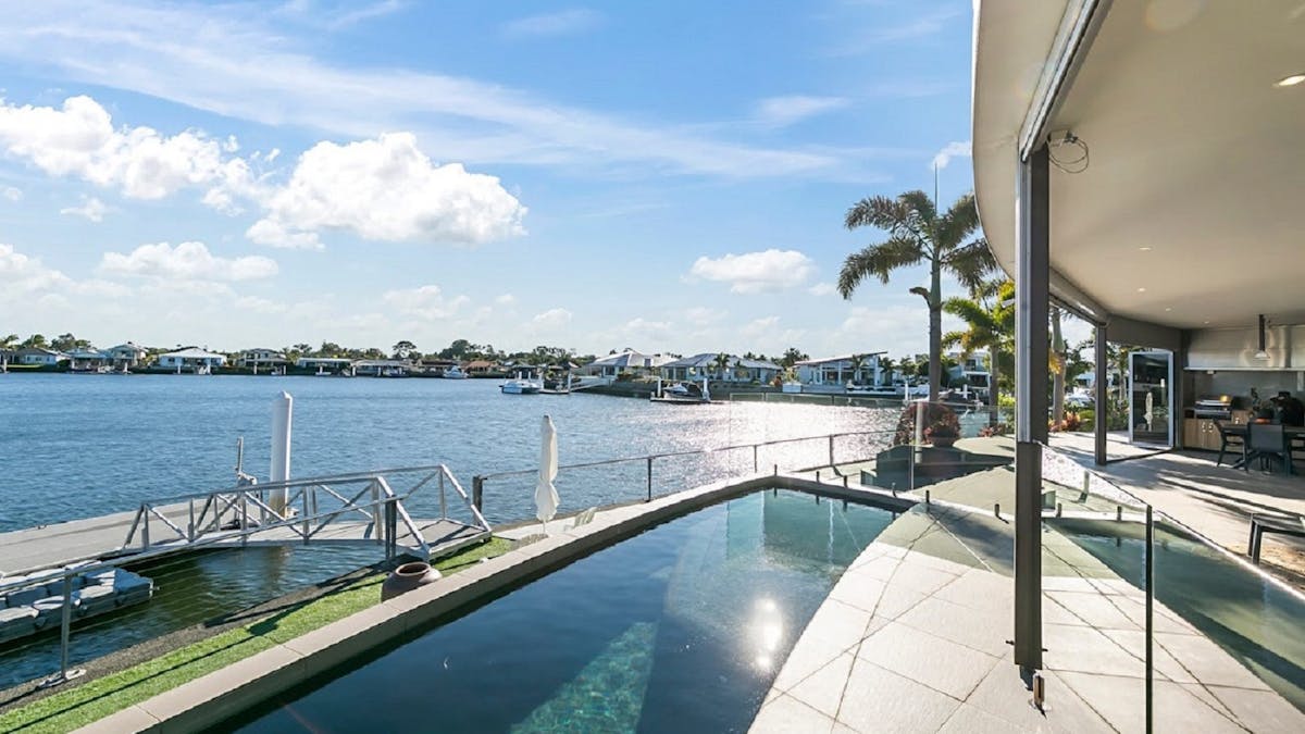 Pool area overlooking canal