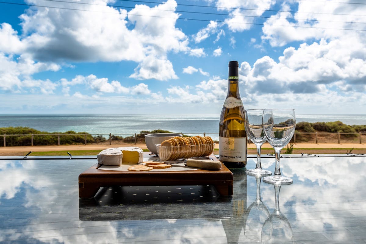 Wine and cheese on the balcony