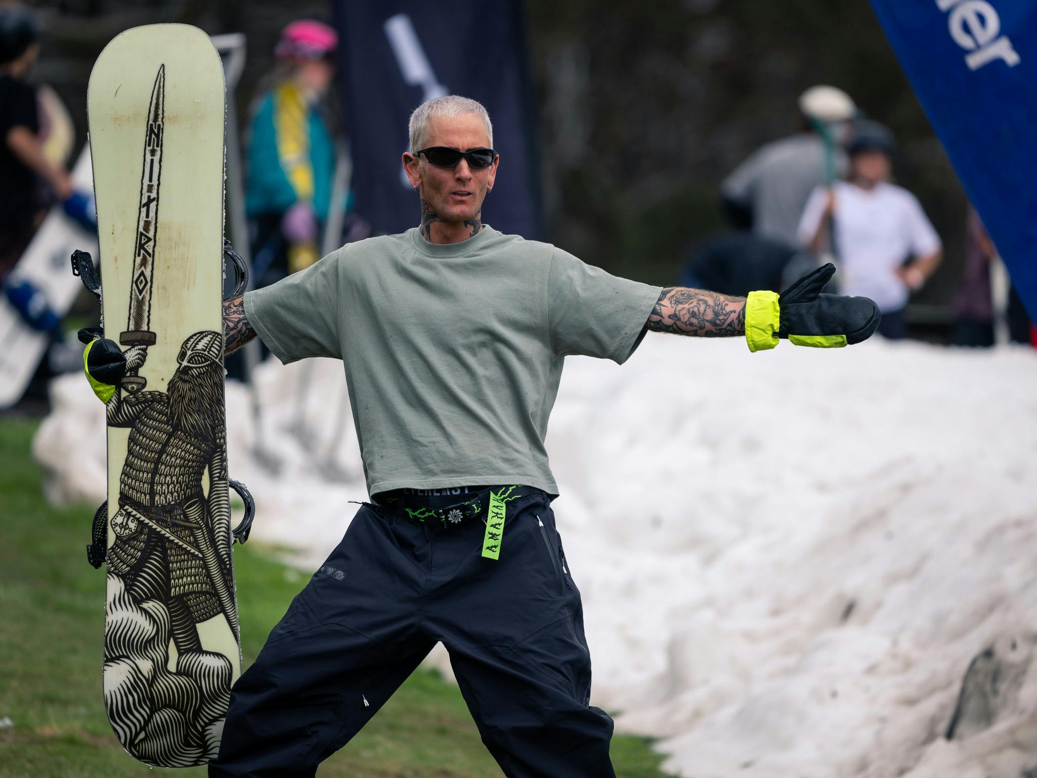 Snowboarder Celebrating