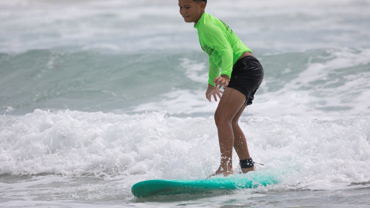 Surfing on green wave with green board