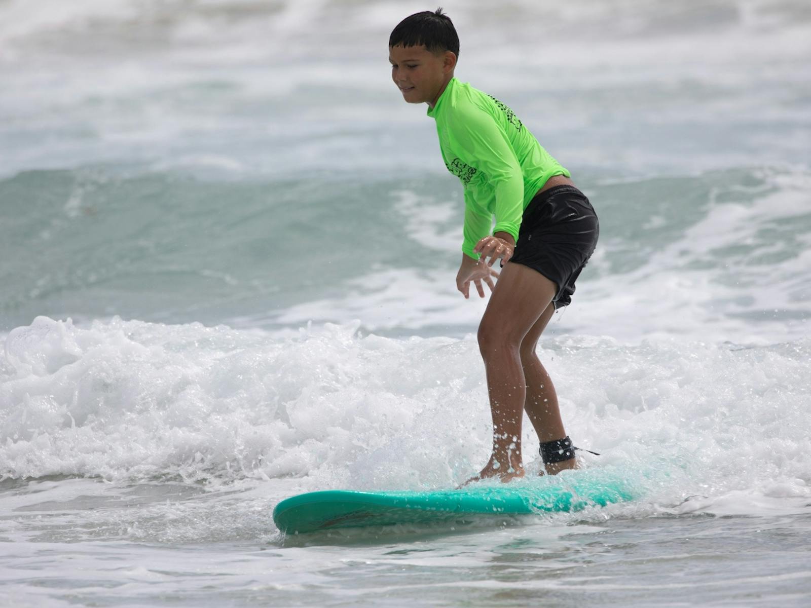 Surfing on green wave with green board Surfing on green wave with green board