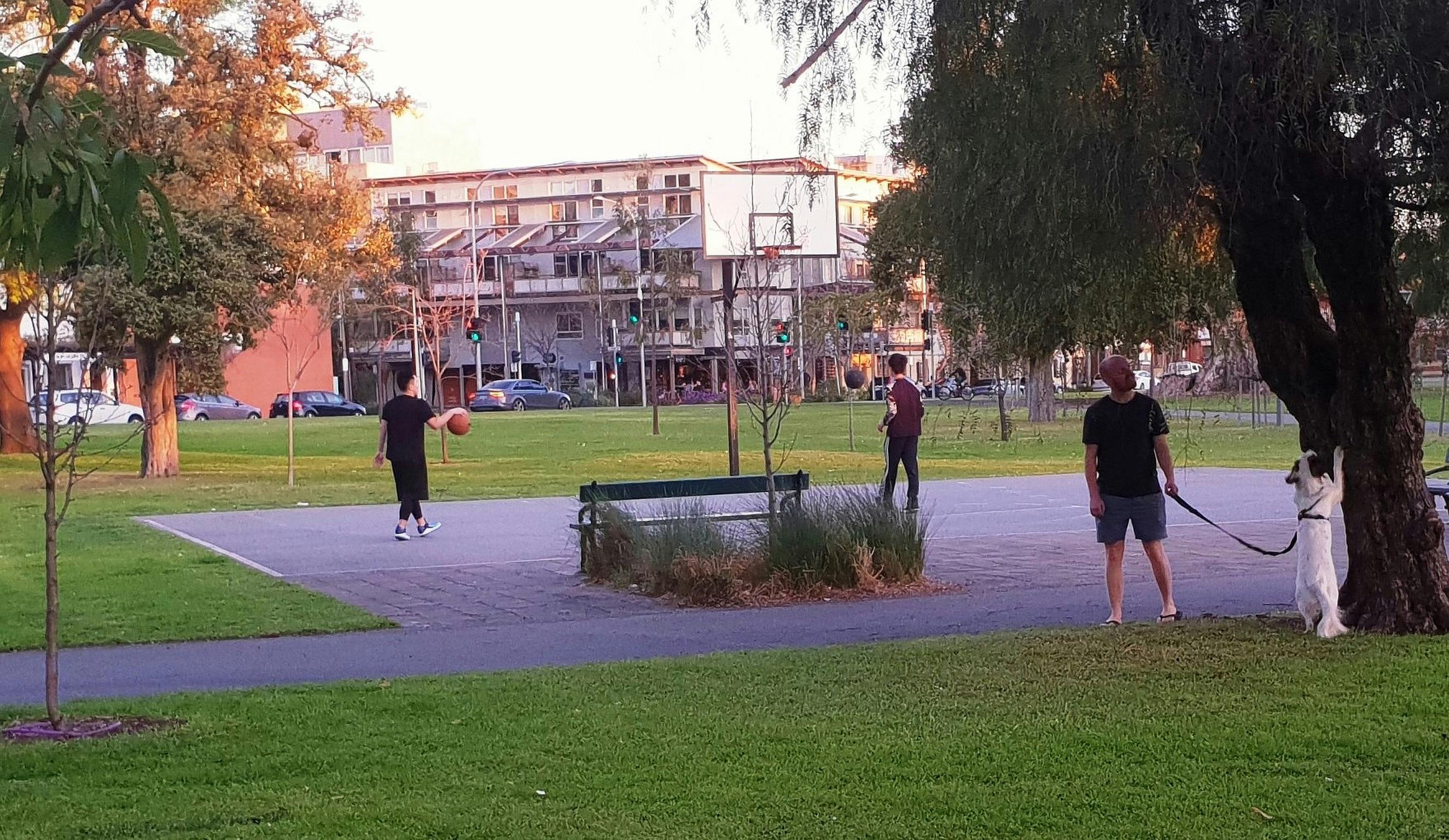 Half basketball court in Whitmore Square
