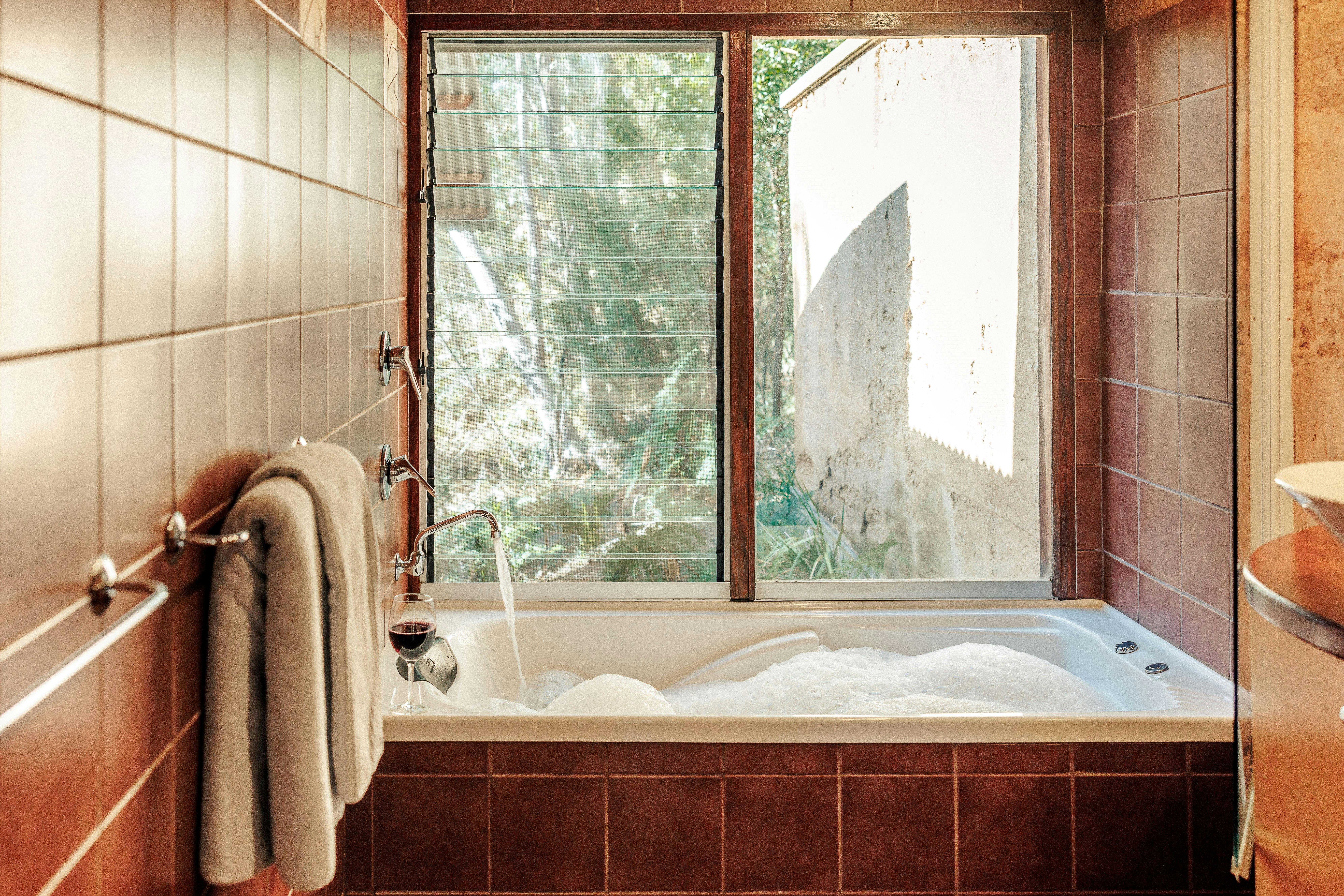 Spa with view to surrounding bush & wildlife