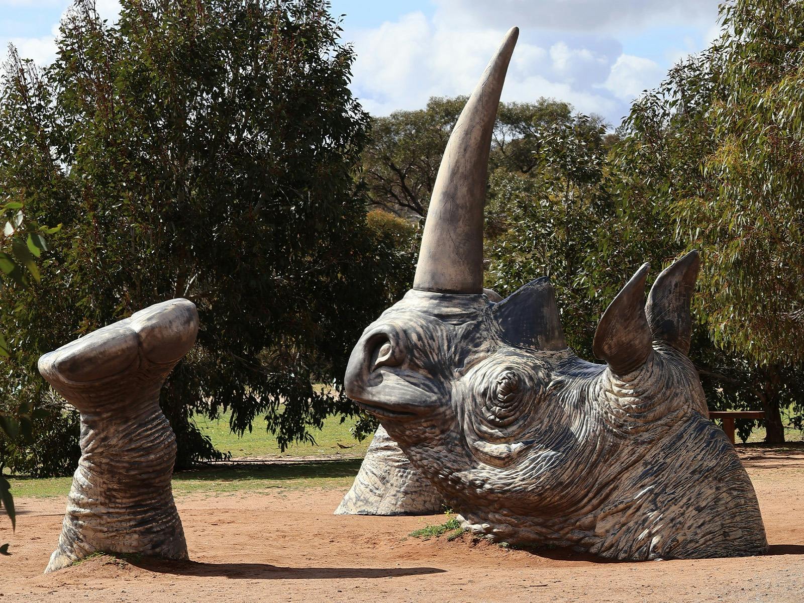 Rhino sculpture at the park