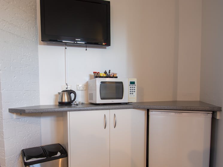 Updated facilities in the Standard and Deluxe Room.  Tea, coffee, microwave, fridge, and toaster.