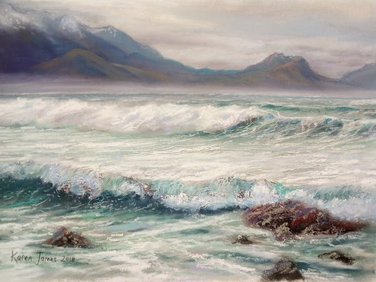 Pastel seascape by Karen James, Bathurst
