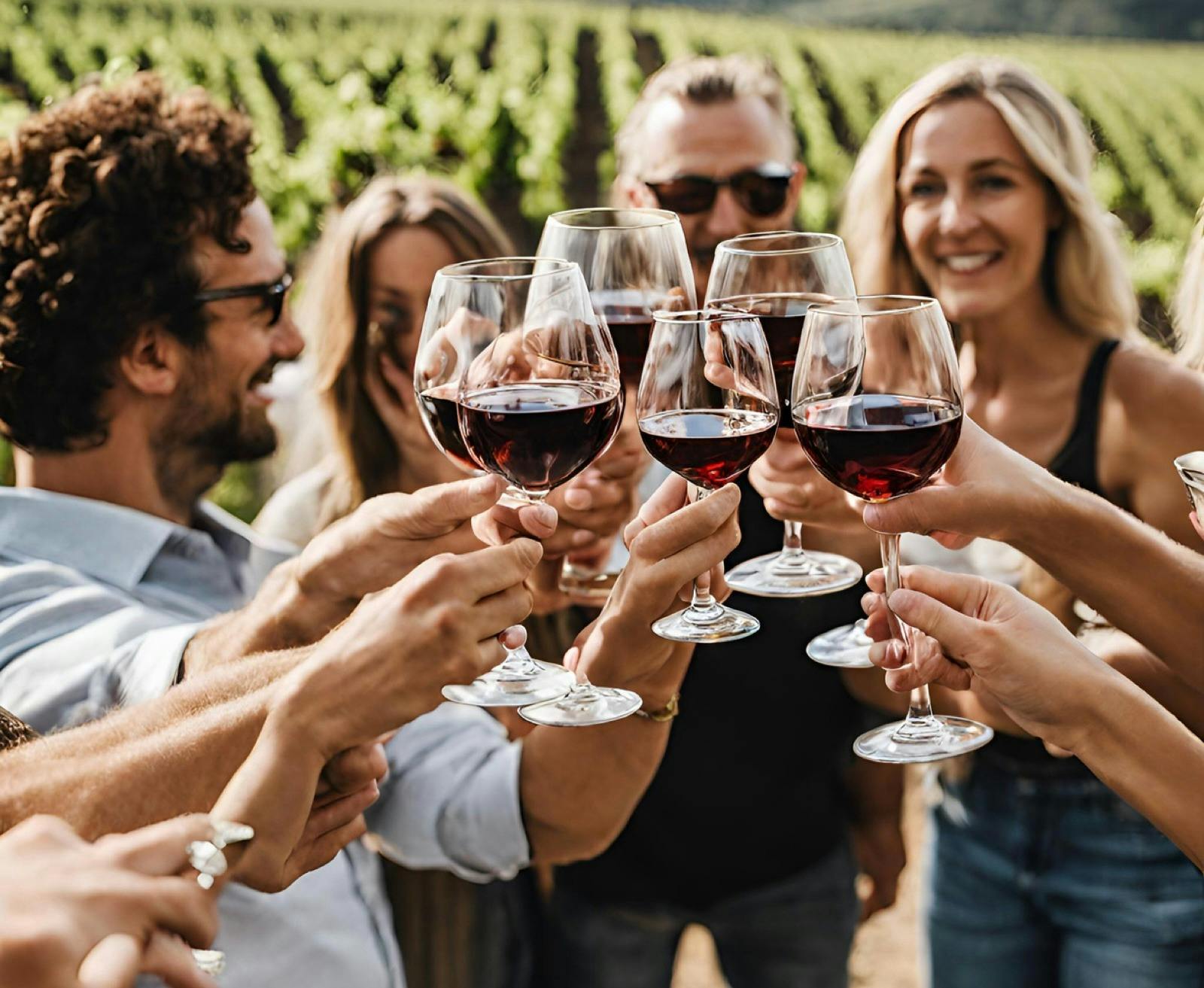 Group enjoying wine