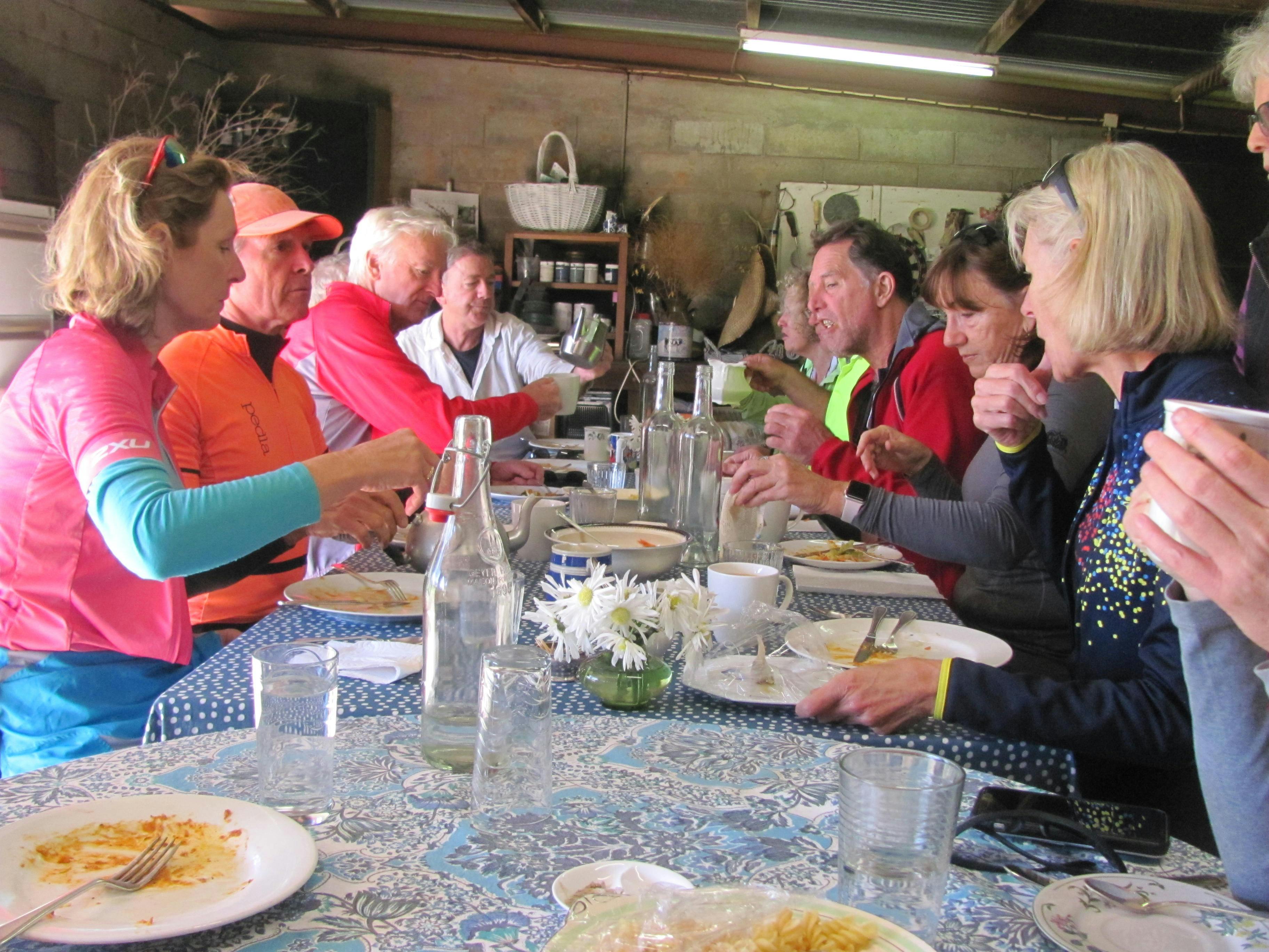 Group having lunch at Mayfield Station