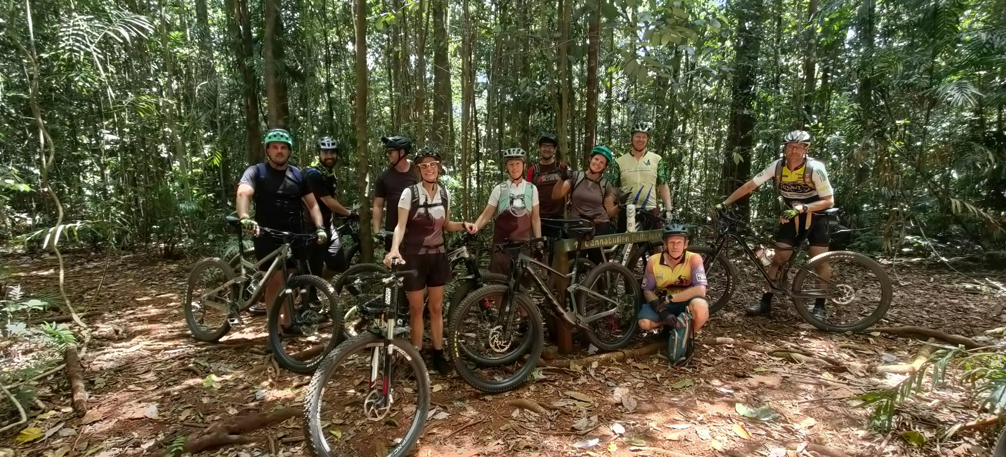 Rainforest bike tour group