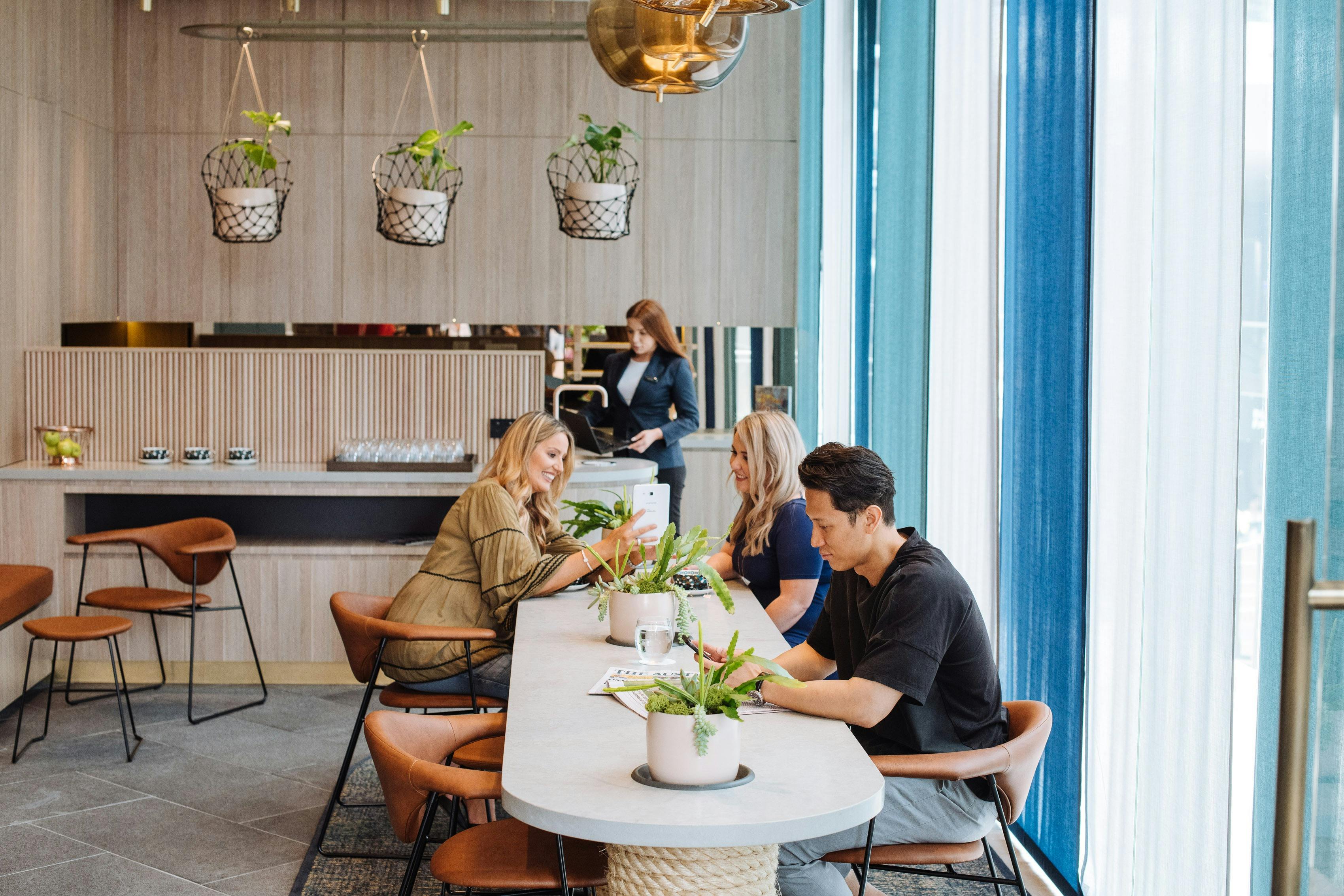 Image of people in a visitor lounge