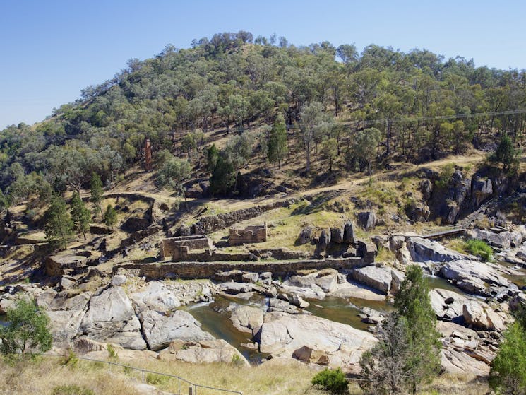 Adelong Falls Gold Mill Ruins from the viewing platform. Around 20km from Tumut in the Snowy Valleys