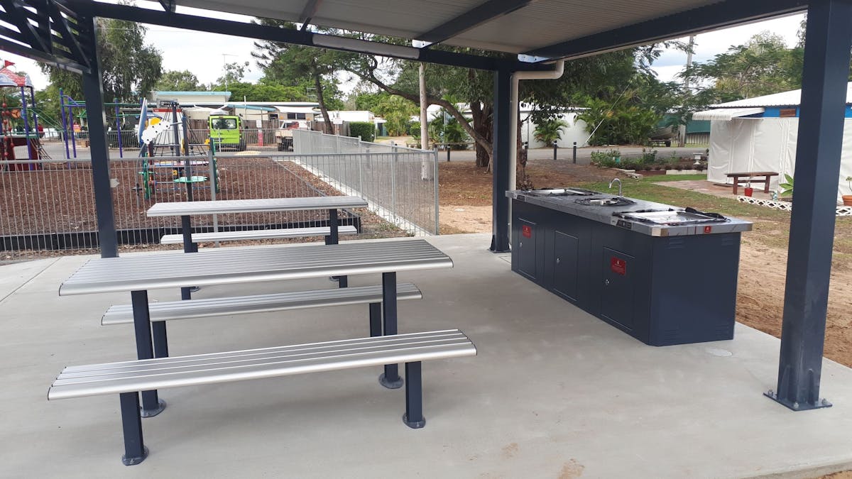 Recently constructed BBQ shelter.