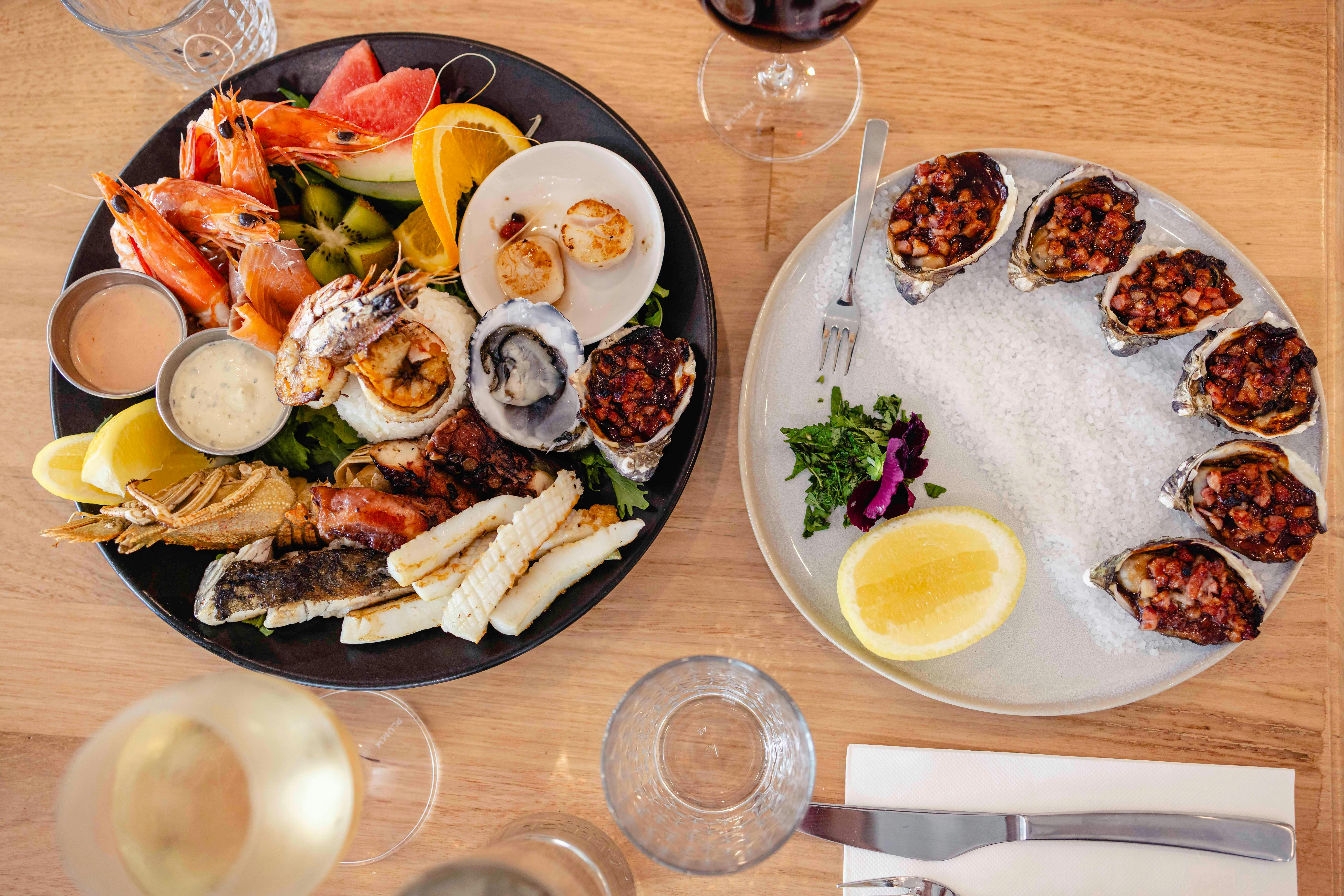 Seafood platter and oysters