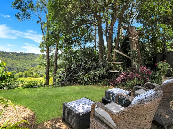 Back garden with outdoor seating and view