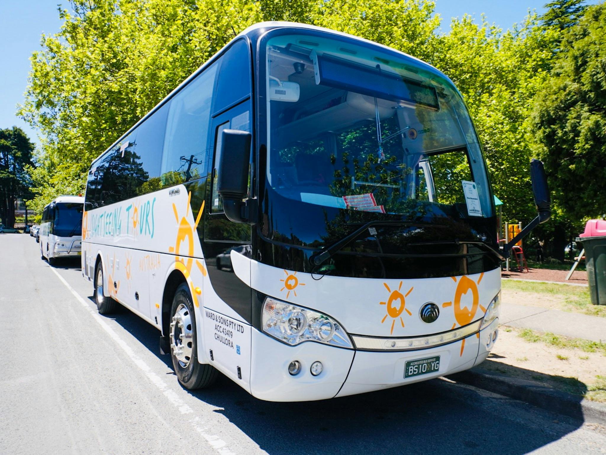 Air conditioned luxury coach with usb charging ports and reclining seats