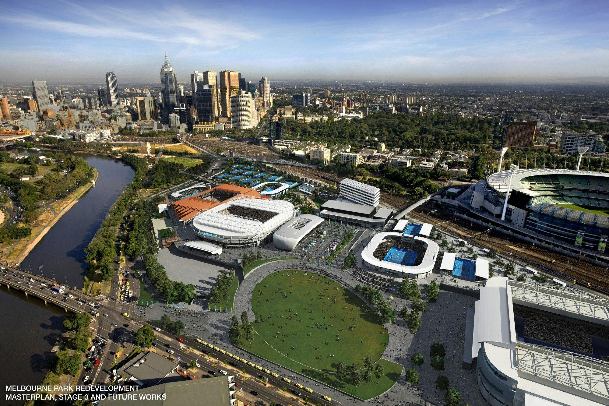 Melbourne sports precinct aerial view