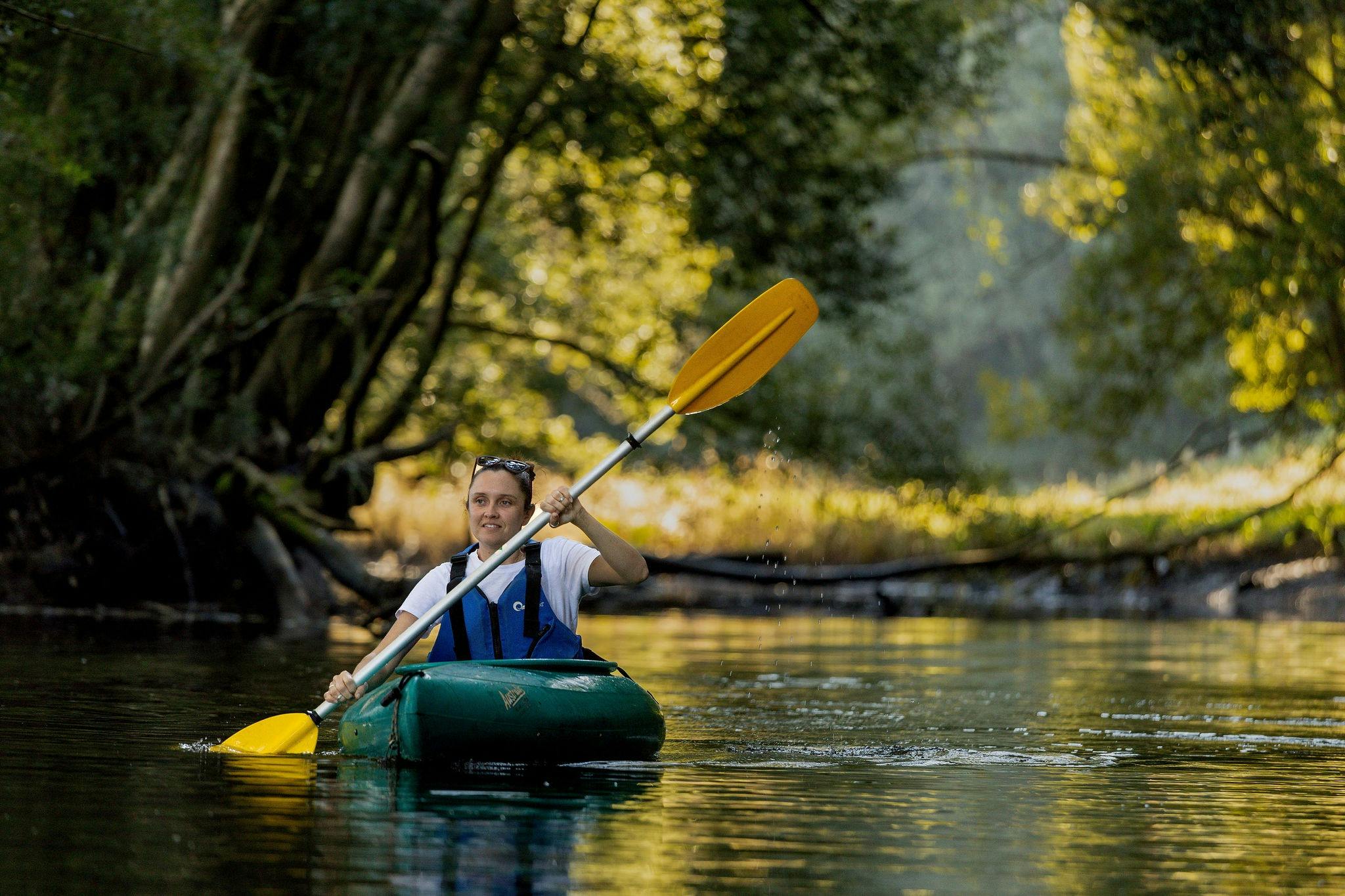 Single mum exercising - paddling the Bellinger River with Bellingen Canoe Adventures