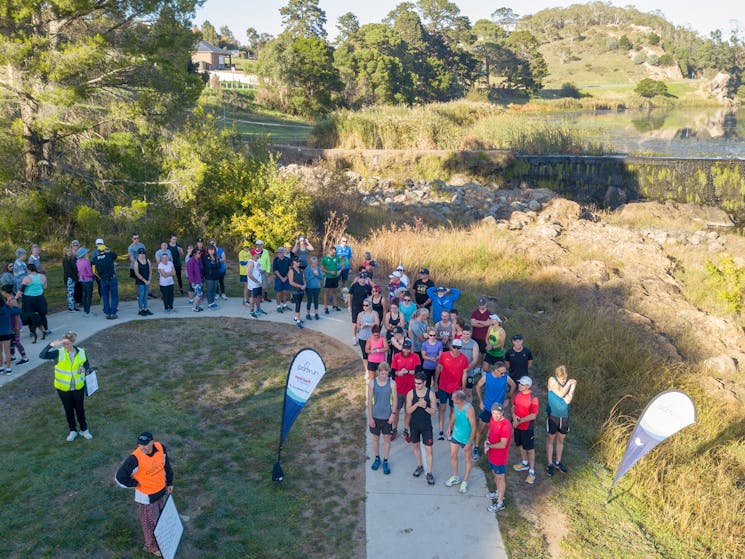 People lining up ready to start running