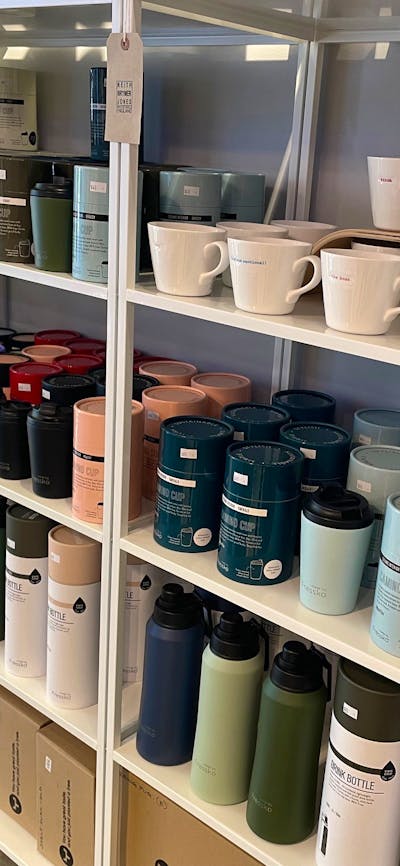 Reusable cups and ceramics show Pom Pom Store’s timeless design focus.