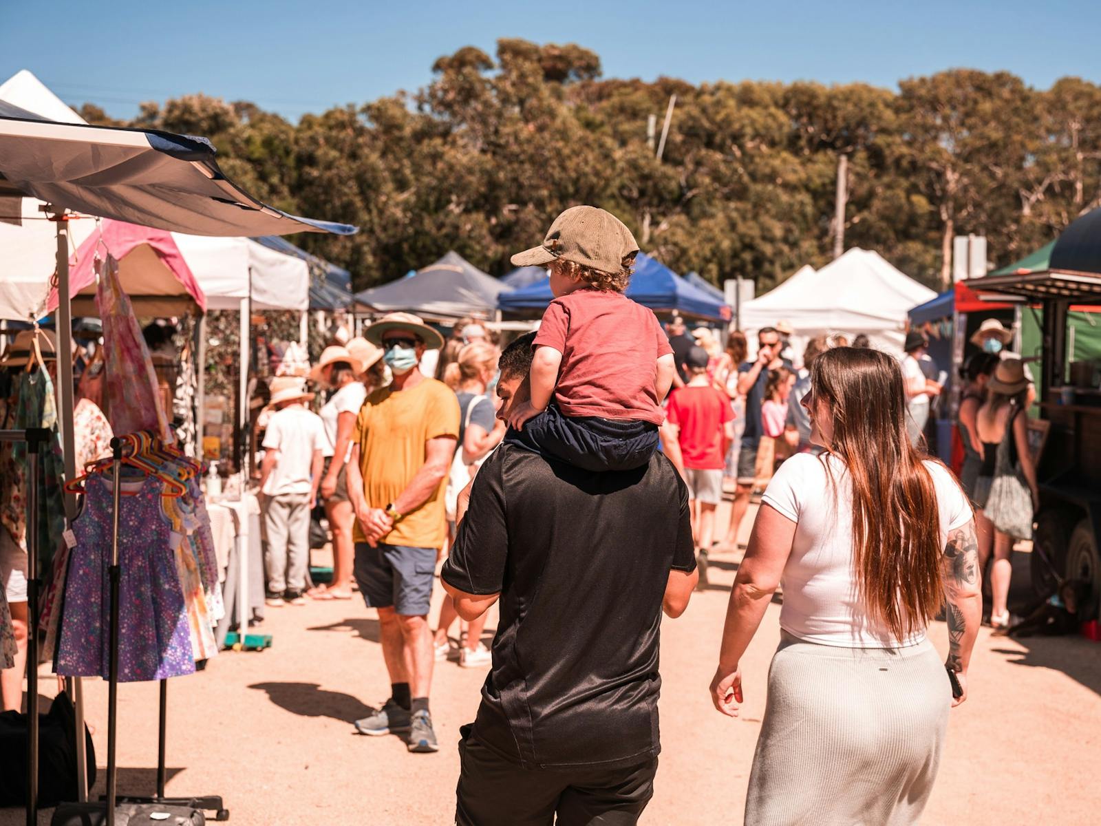 Family browsing at Aireys Inlet Market