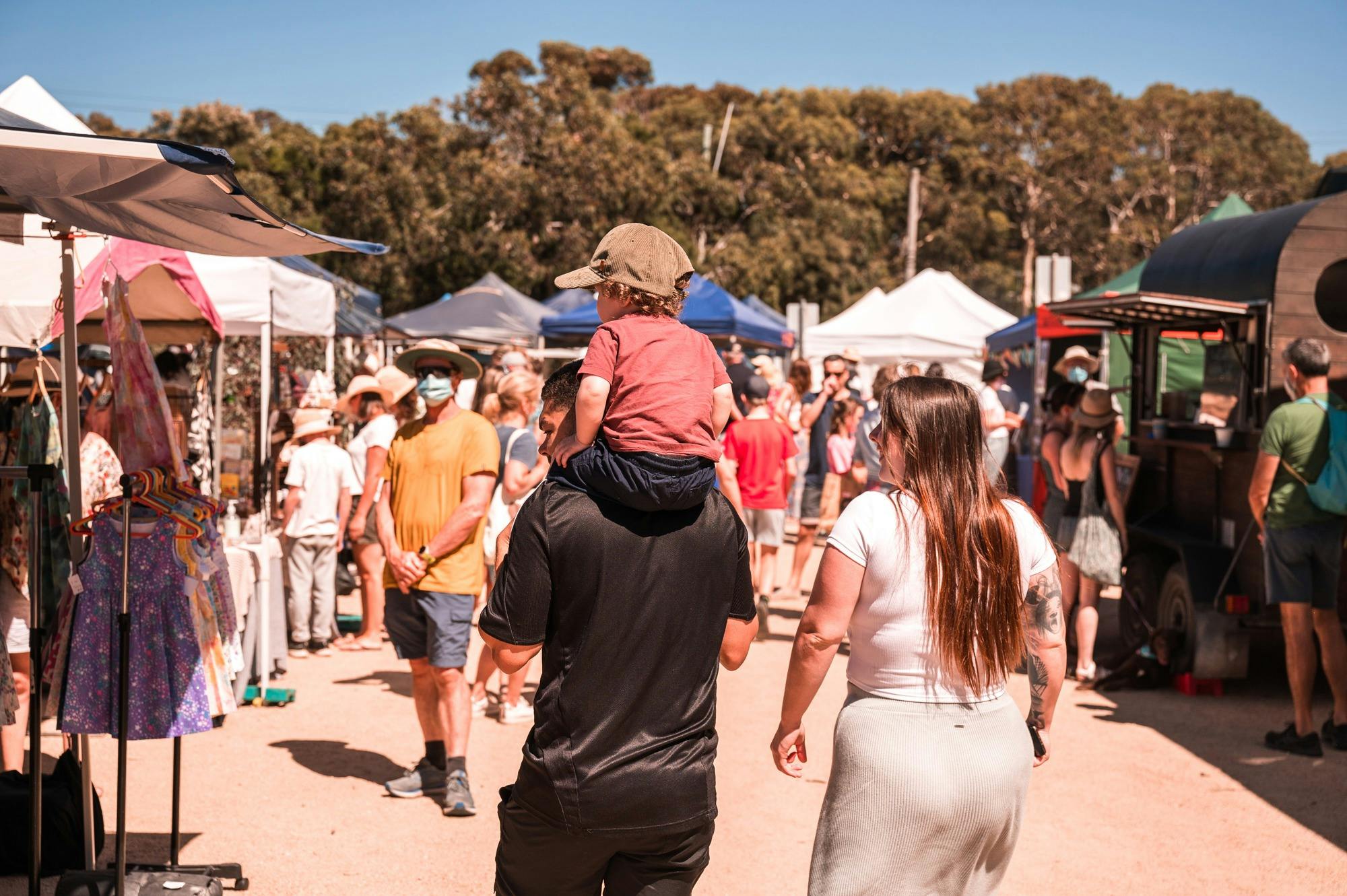 Family browsing at Aireys Inlet Market