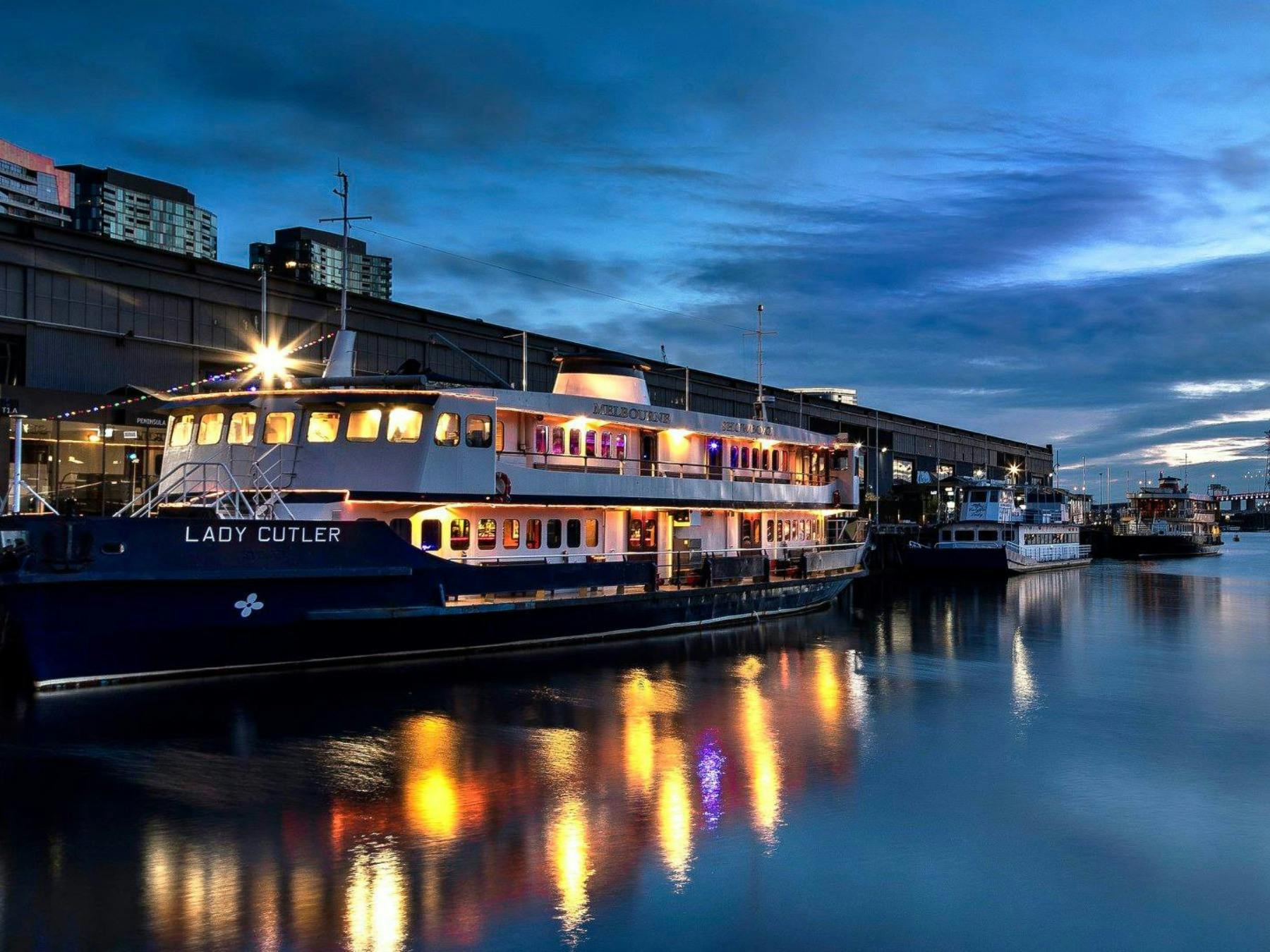 Lady Cutler Melbourne Showboat docked on the Yarra River, Melbourne.