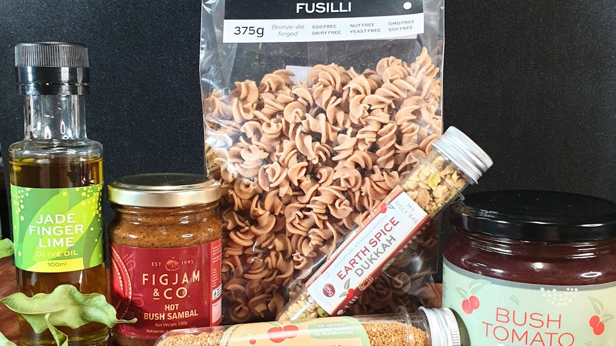 Pasta, Jade Olive Oil, Native Dukkah, Bush Tomato relish & ground Bush Tomato products