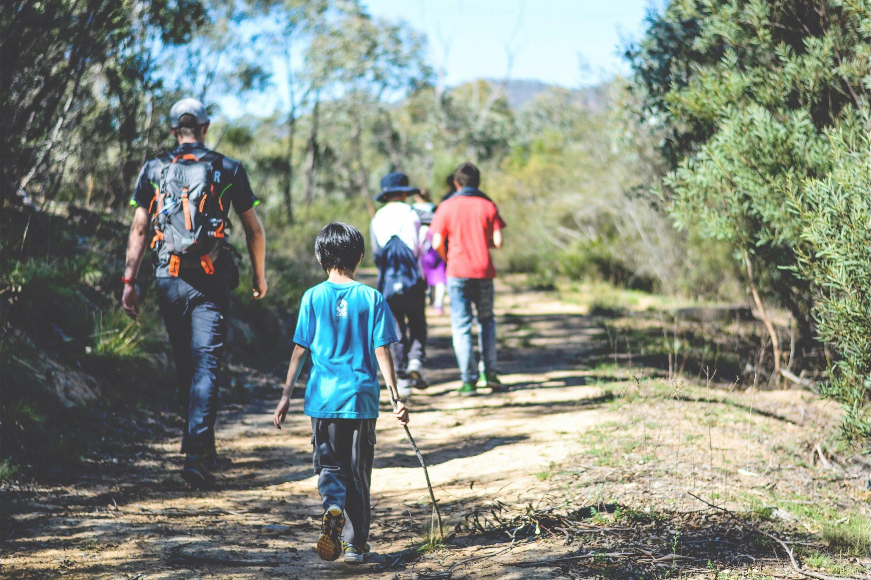 Greenhills Centre Walk with leader and several children