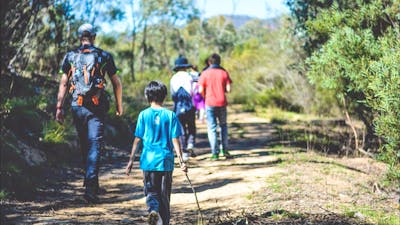 Greenhills Centre Walk with leader and several children