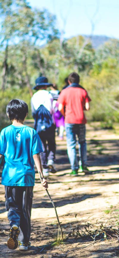 Greenhills Centre Walk with leader and several children
