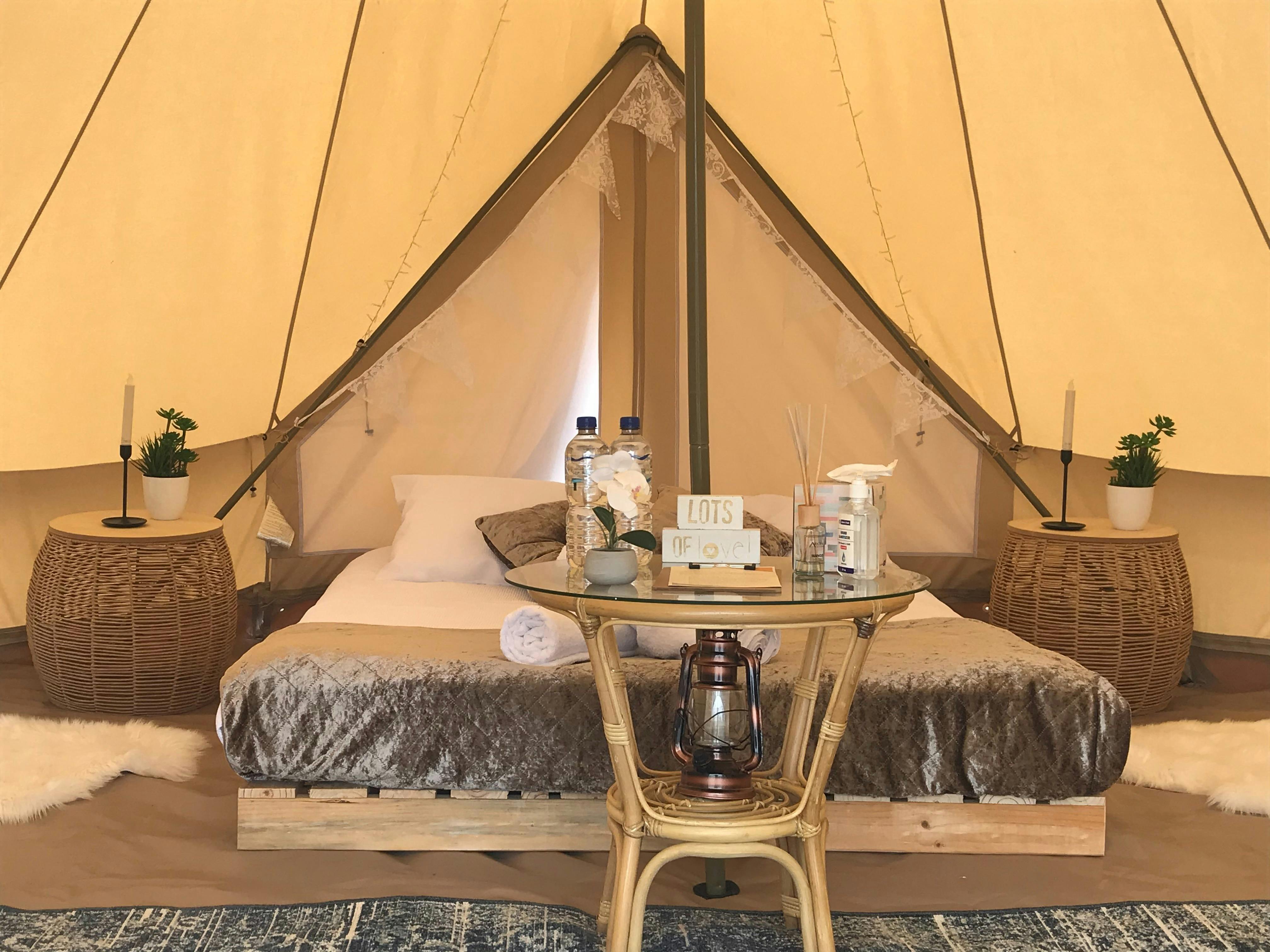 Book our tent for a romantic getaway or a bridal suite
