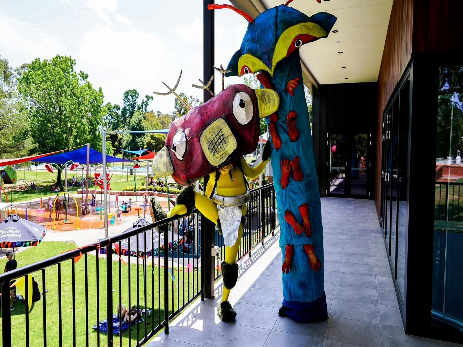 Human sized puppets at the Benalla Visitor Information Centre