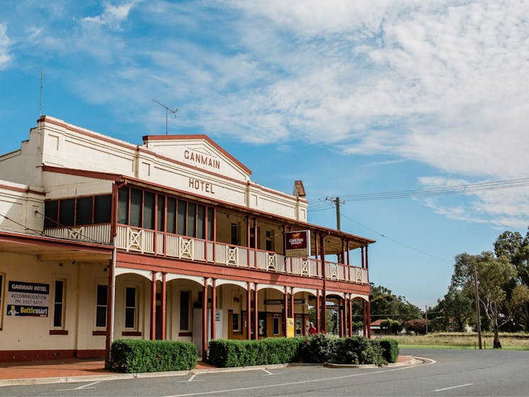 Outside of pub showing veranda and two stories