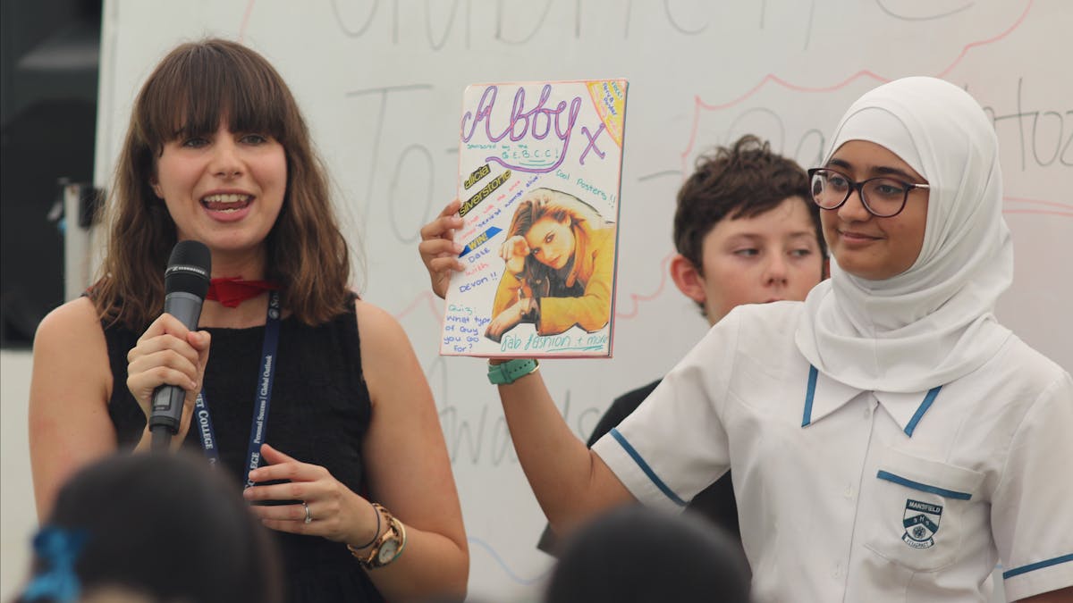 Author Gabriel Tozer with visiting student
