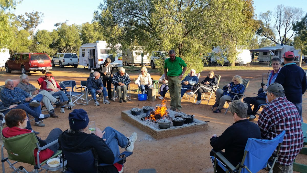 Camp ovens on the campfire