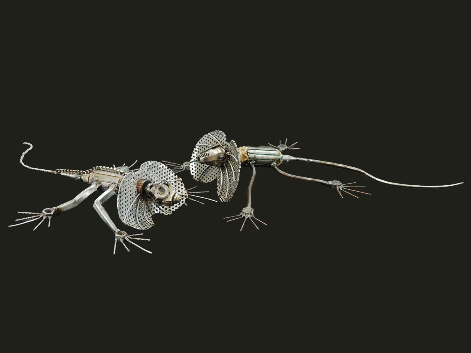 Frill necked Lizards, 2024 recycled metal