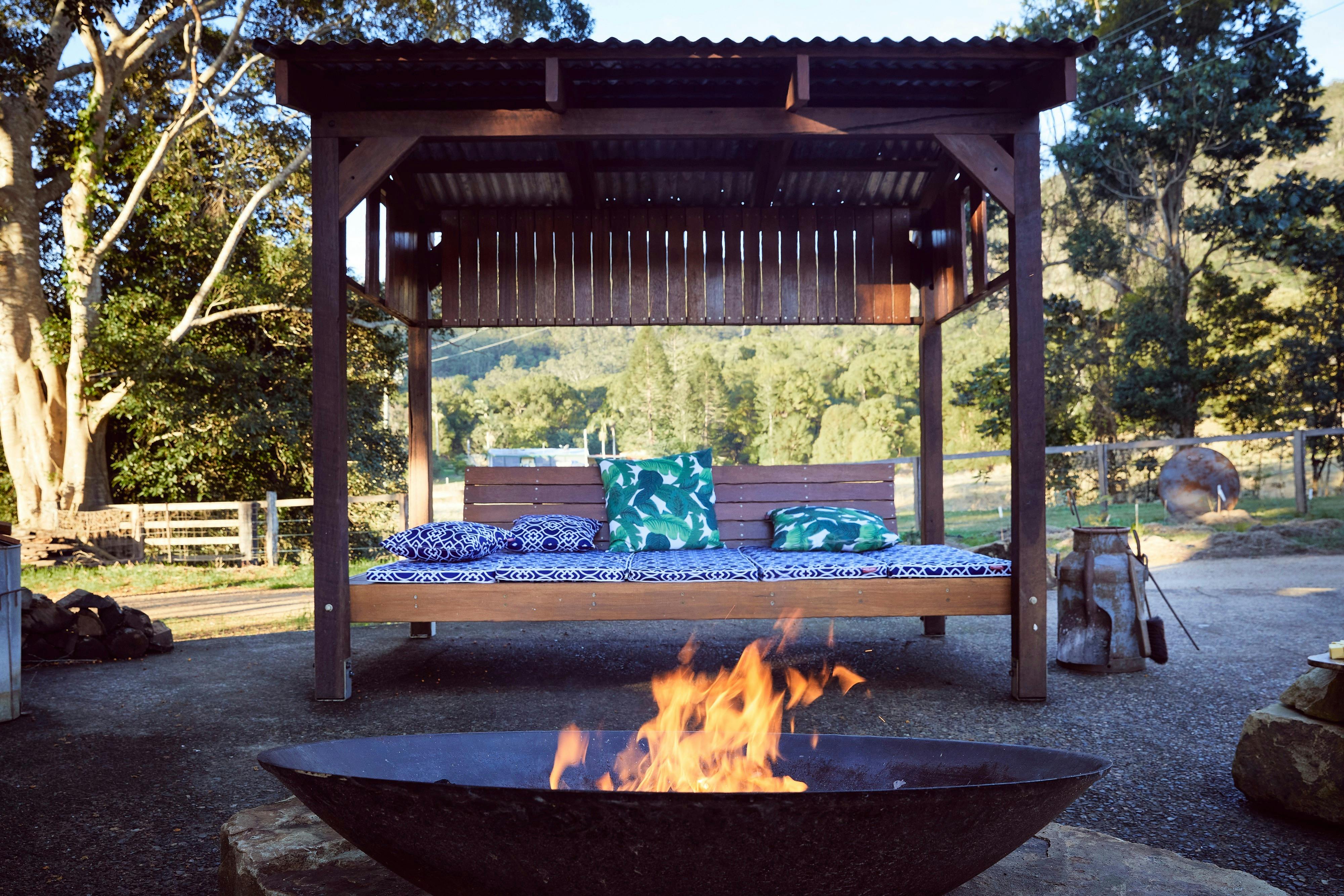 Relax on the day bed as you keep warm by the fire.