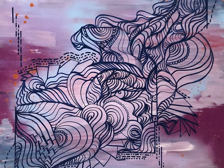 Progress, acrylic painting on canvas