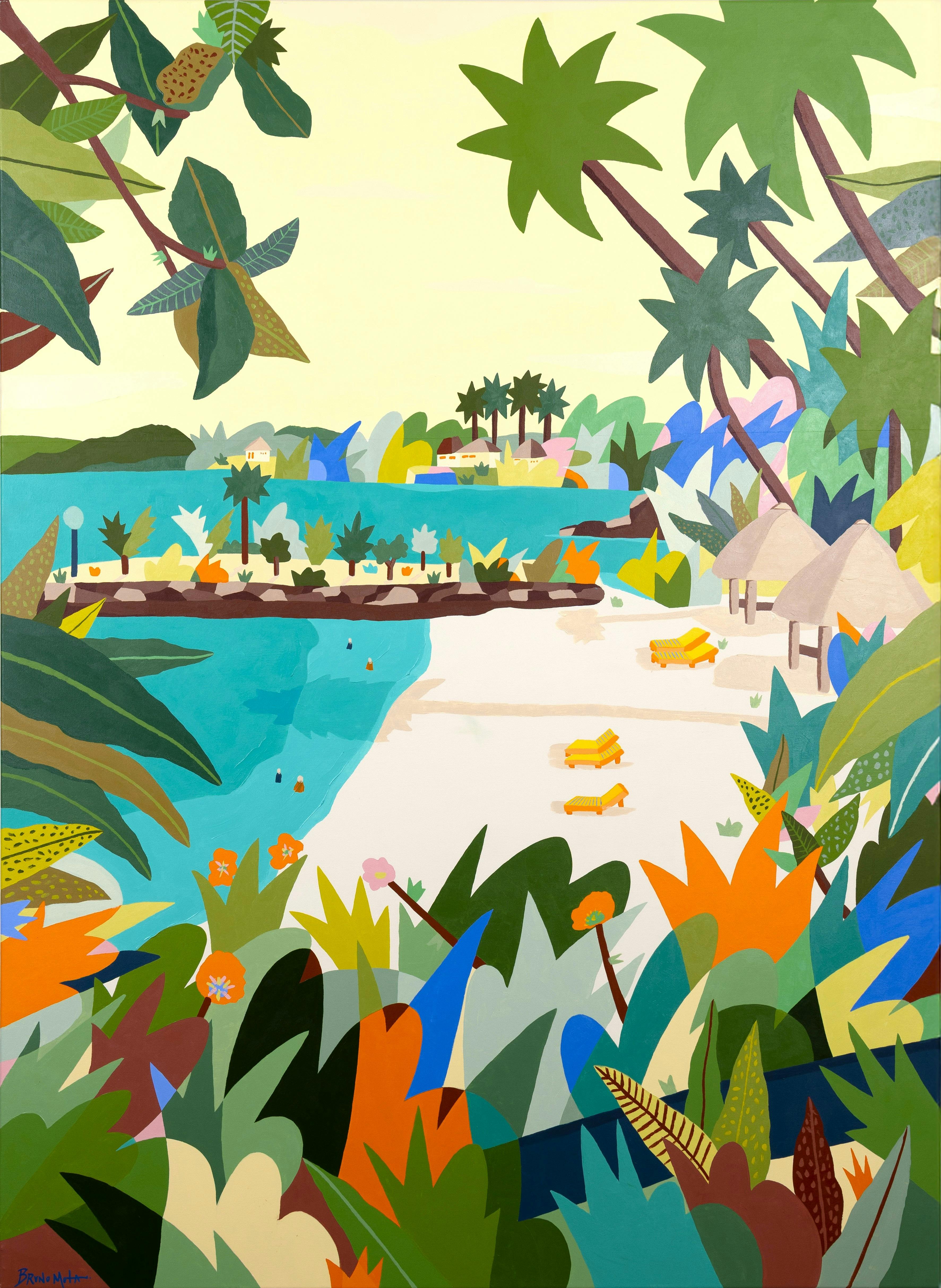 Bruno Mota "Blue Lagoon" 167cm x 122cm  acrylic on polyester