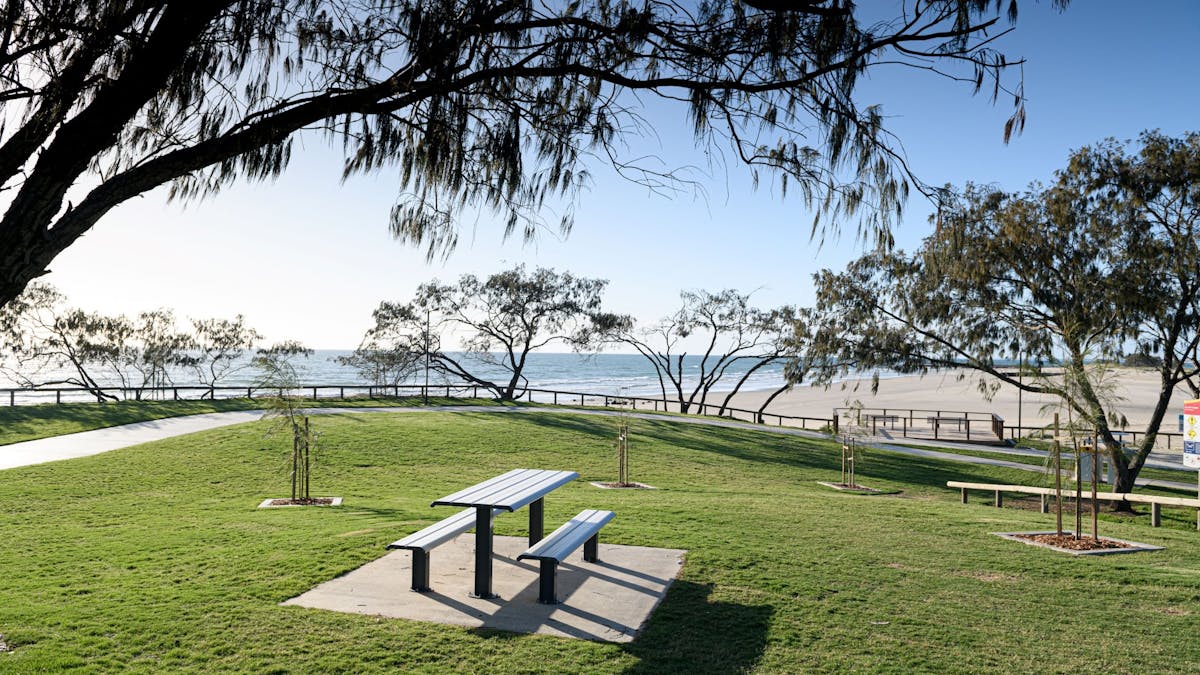 Picnic seating on foreshore.