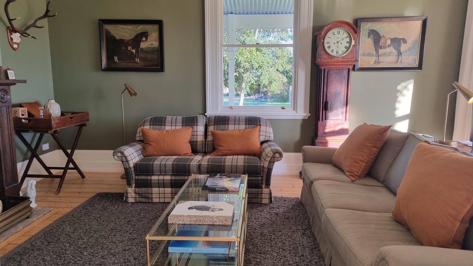 Traditional Georgian Study with antique furniture and contemporary art.