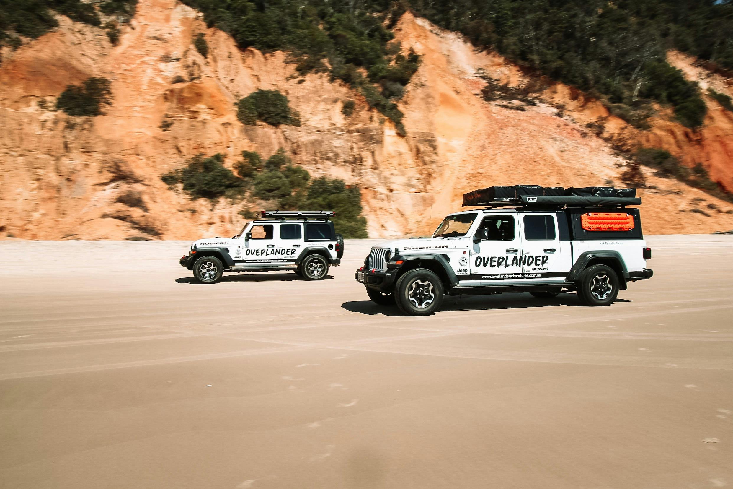 Beach cruising in our Jeep 4WD Campers
