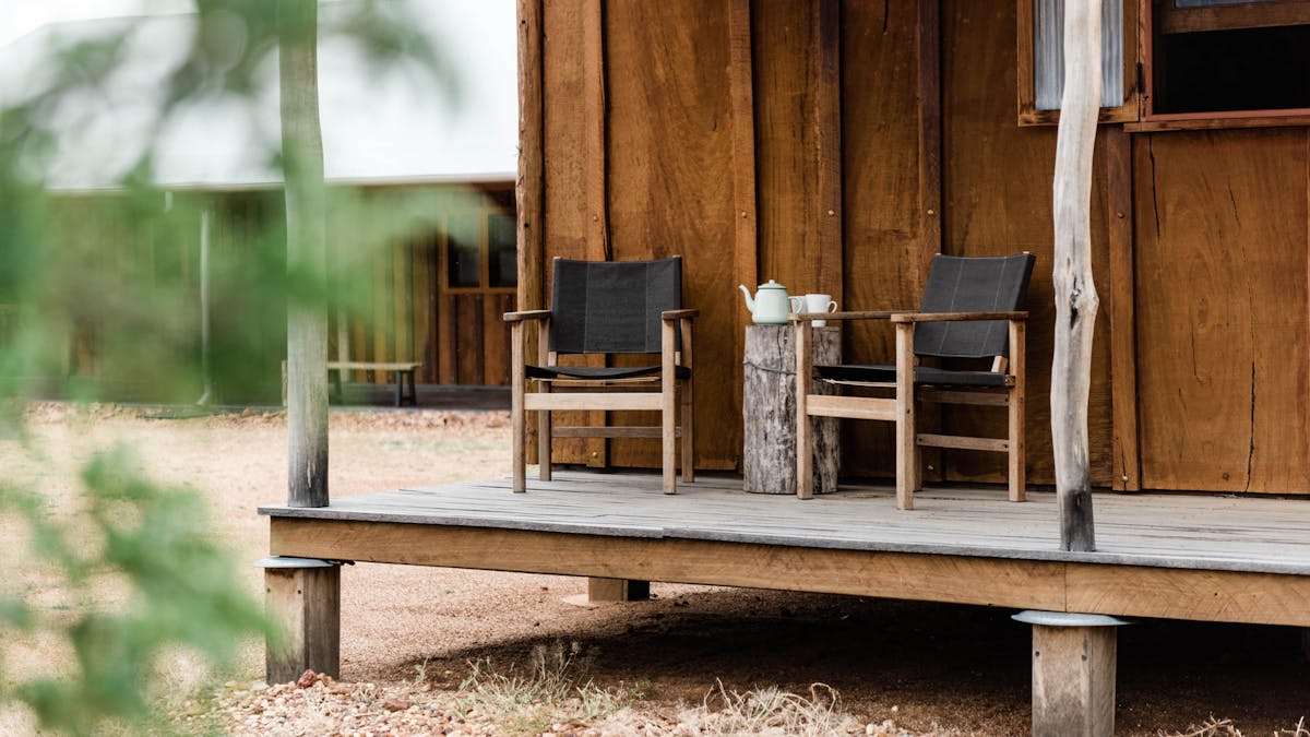 Relax with a cuppa on your Slab Hut verandah