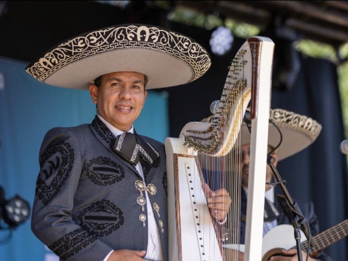 Virtuoso Mexican harpist, a walking encyclopedia of Latin music past and present