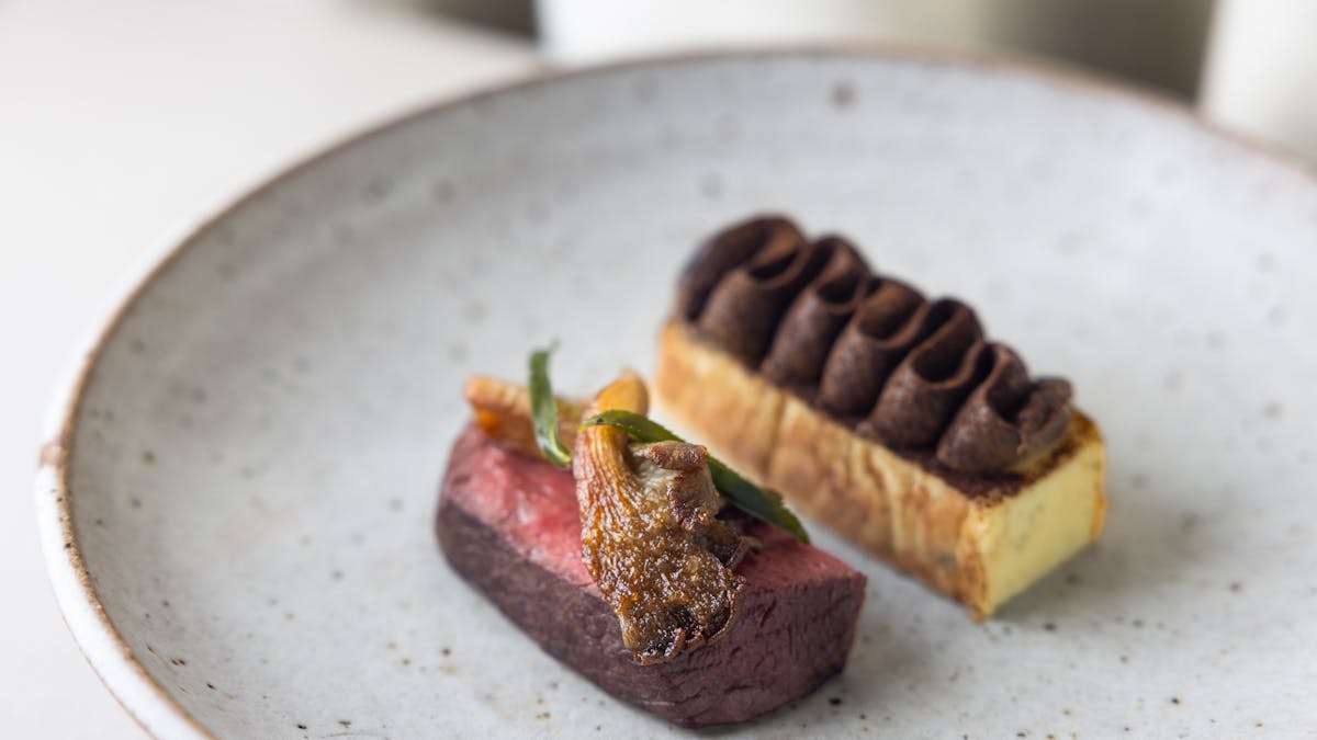Wagyu Rump Cap 7, Truffle Potato, Porcini Cream, Eastwell Farms Mushrooms