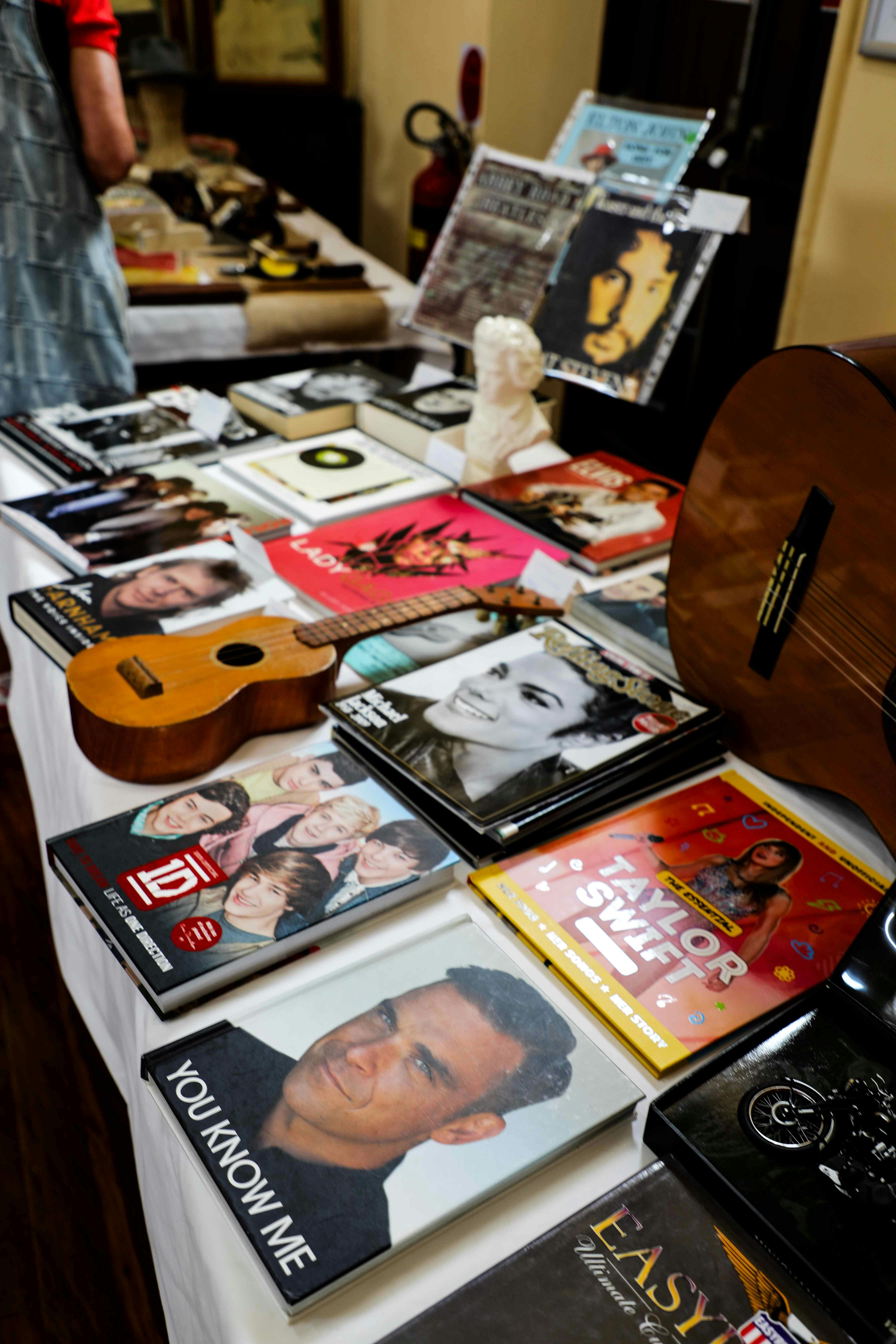 Musical instruments and book collections