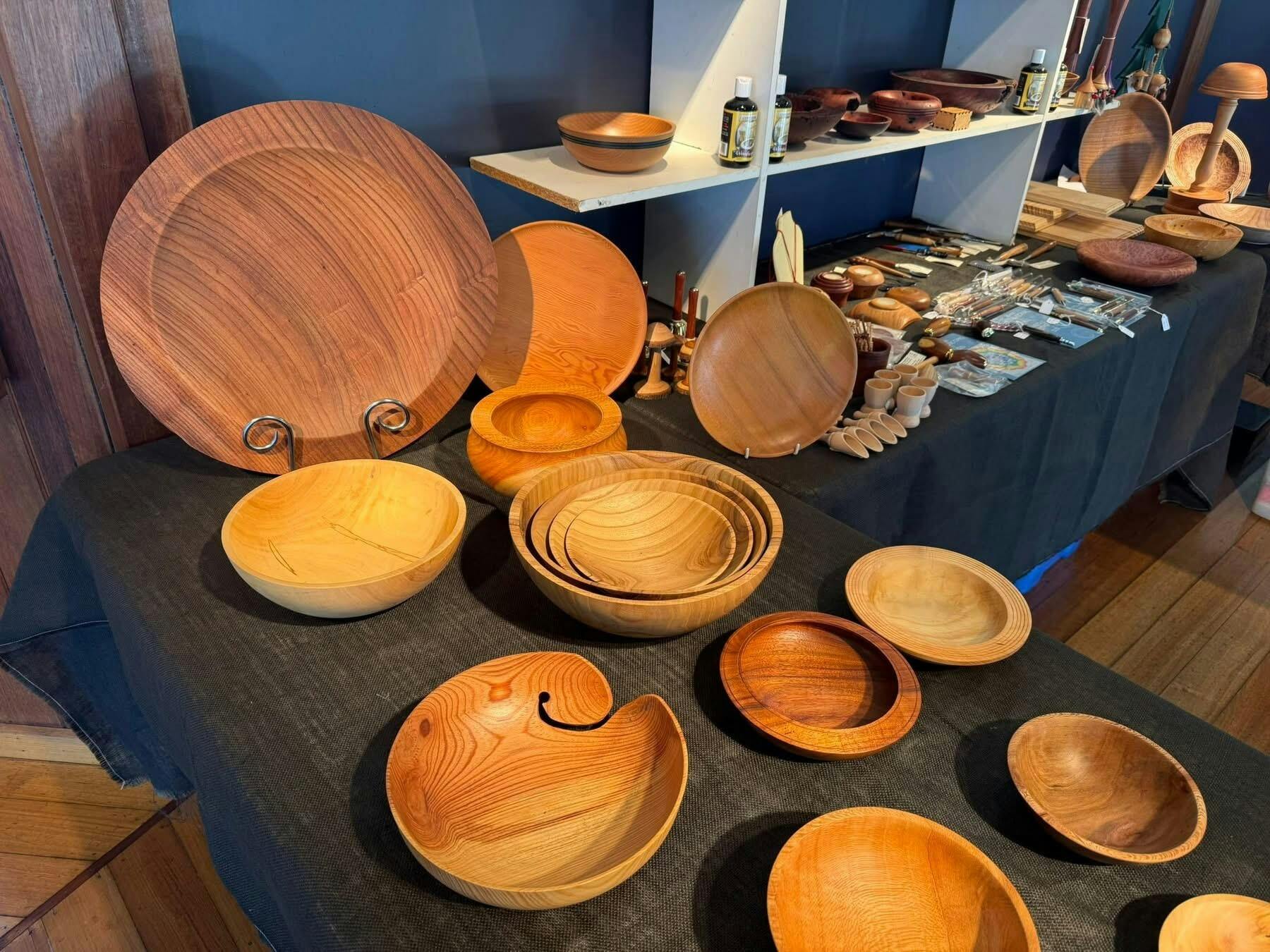 Wooden bowls on display