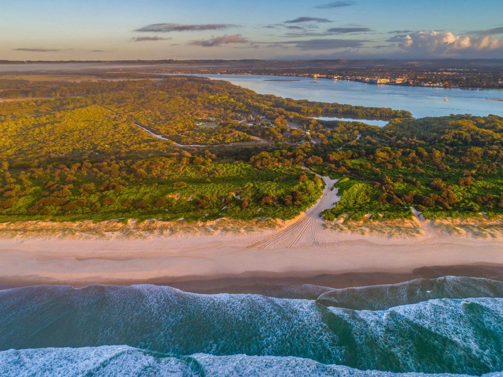 South Ballina Beach, the Richmond River and Mobbs Bay from above